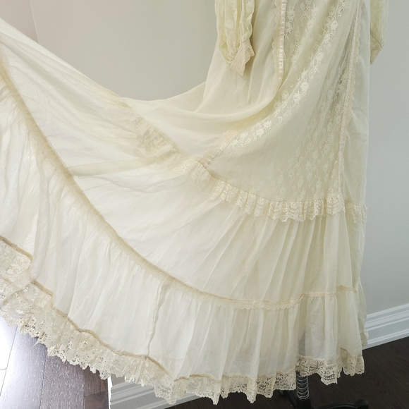 Gunne Sax Vintage 1970's Romantic Lace Cottagecore Prarie Wedding Dress - Picture 4 of 12